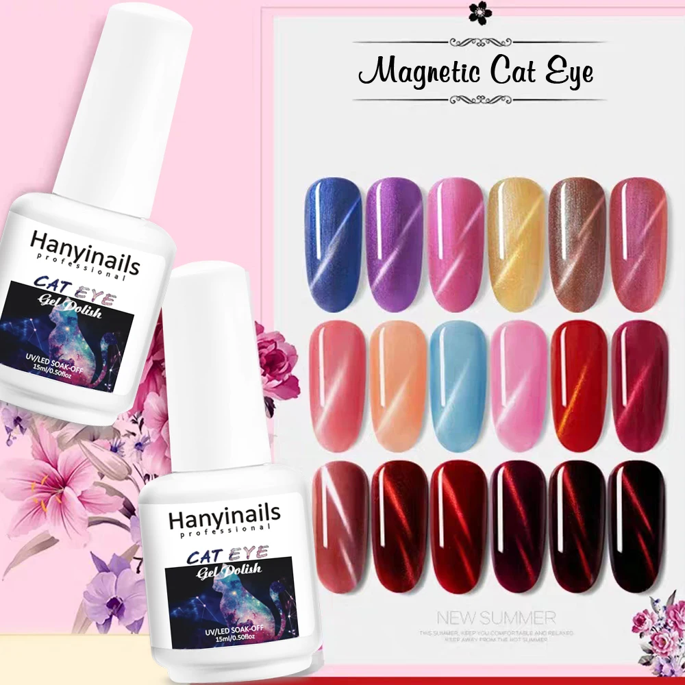 Hanyinails Magic Cat Eye Gel Polish Magnet Temperature Change Starry Sky Cat Eye Nail Gel Polish for Salon Art
