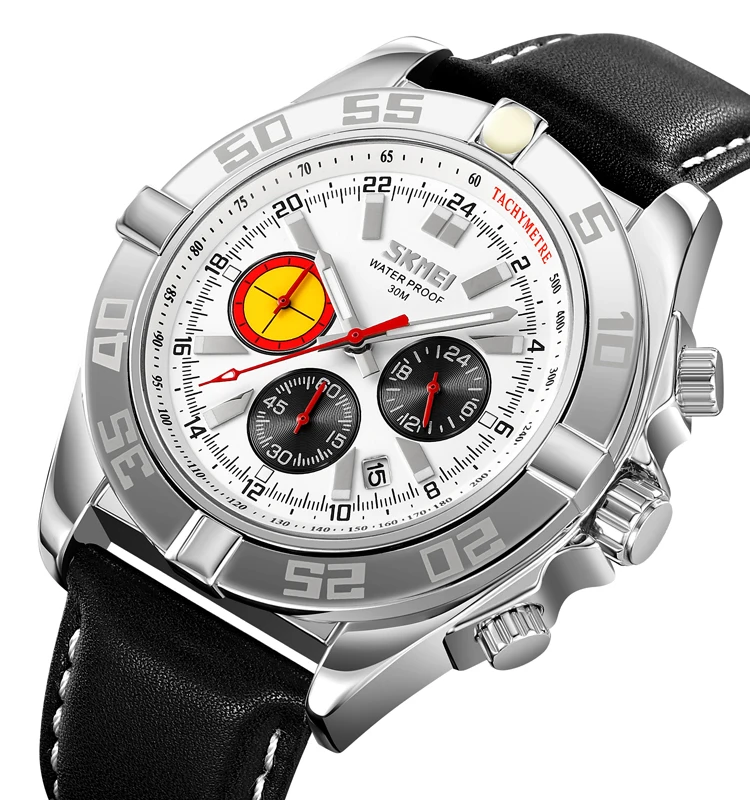 SKMEI 9322 Fashion Quartz Watch Factory Customized Logo Manufacturer Leather Wristwatch For Men