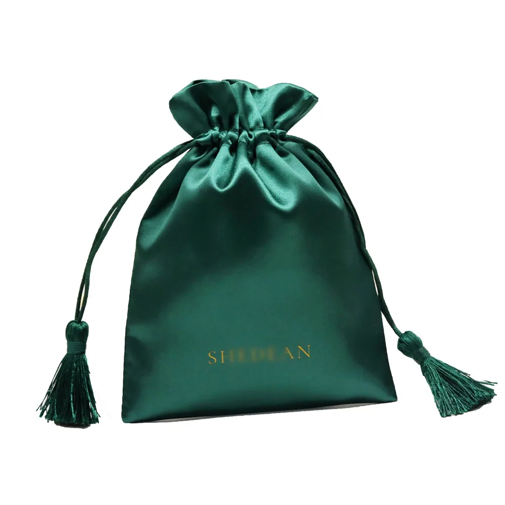 Satin Bag Manufacturing Custom Logo Satin Double-Layer Tassel High Quality Wig Bags