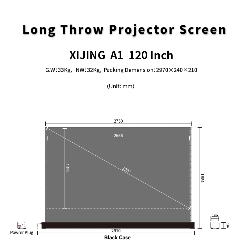 XIJING A1 120 дюймов Анти-свет 4k ALR моторизованный электрический проектор для кинотеатра напольный