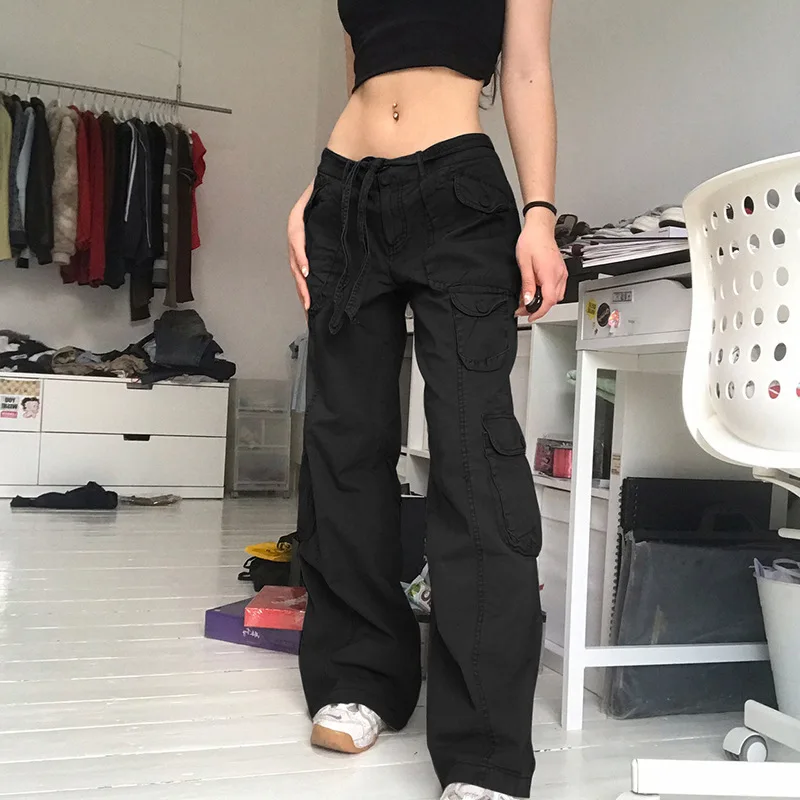Overalls Ladies summer high street wide leg Fashion Hiphop Pants Women