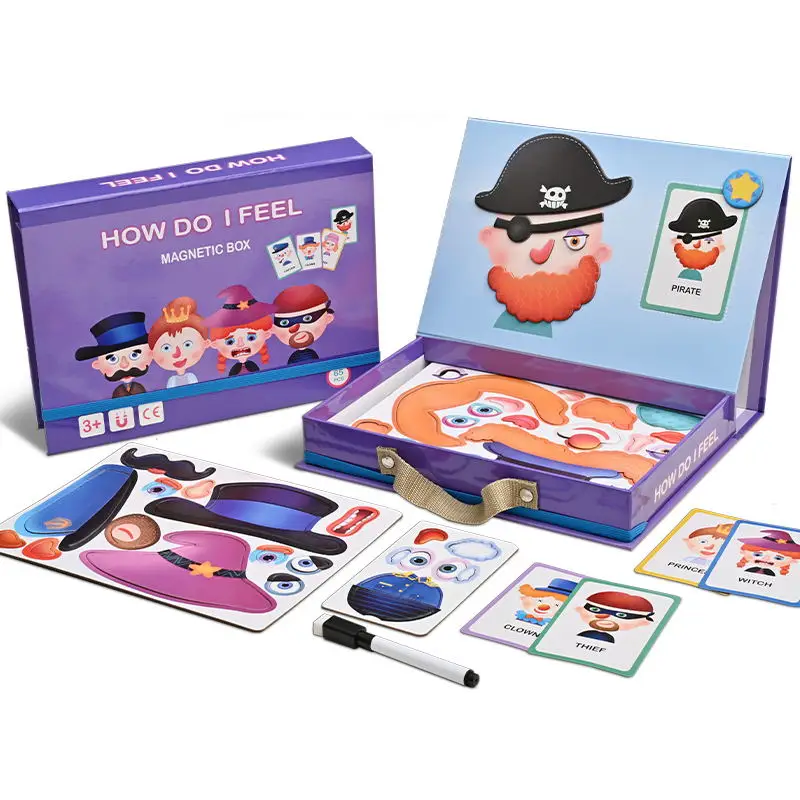 New Arrival Magnet 3D Magnetic EMOTE DIY Jigsaw Puzzle Game Montessori Early Educational Teaching Aids Toys For Kids