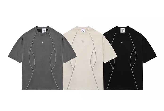 Customs-Free Custom Garment Dye Vintage Wash Tshirts Streetwear Stripe Tshirt