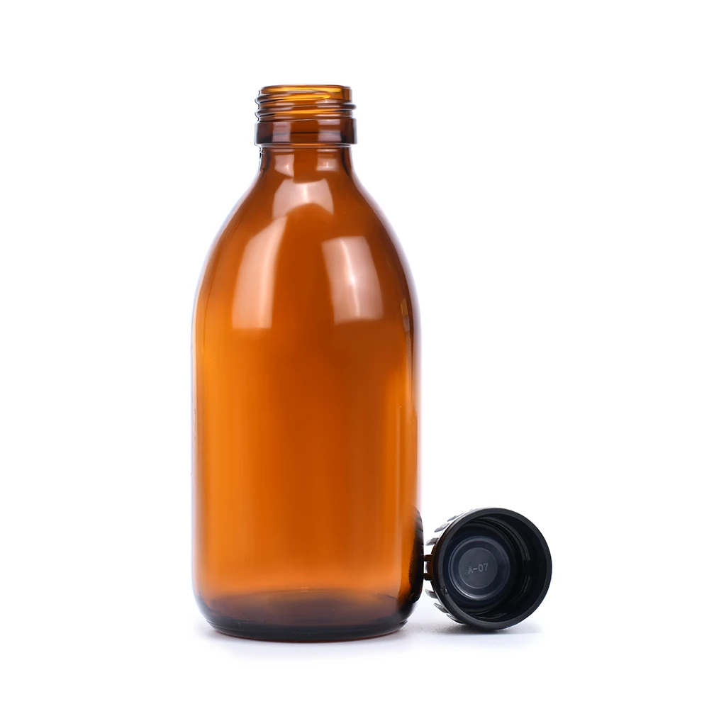 150ml 250ml 125ml 4oz Empty Dark Amber Glass Syrup Bottle Glass Liquid Medicine Bottle With Plastic Tamper Evident Cap