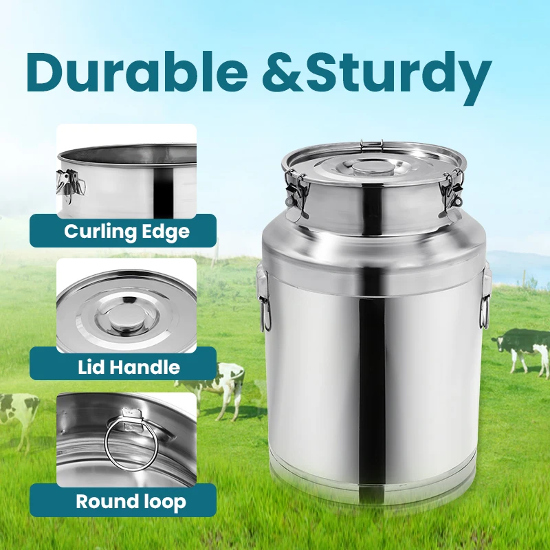 DaoSheng Stainless Steel Milk Pot Leakproof Airtight Milk Can Container Pail Large Capacity Storage Tank Bucket