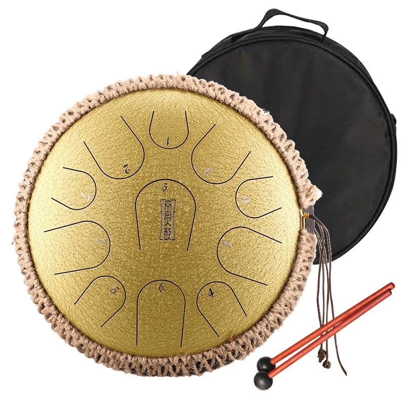 Hluru Tank Drum 12.5 Inch 11 Note Copper-bearing Music Instrument Steel Travel Steel Tongue drum C Tone Drum For Kids
