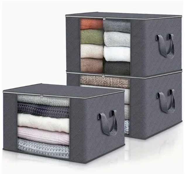 Large capacity foldable fabric storage box foldable blanket storage bag