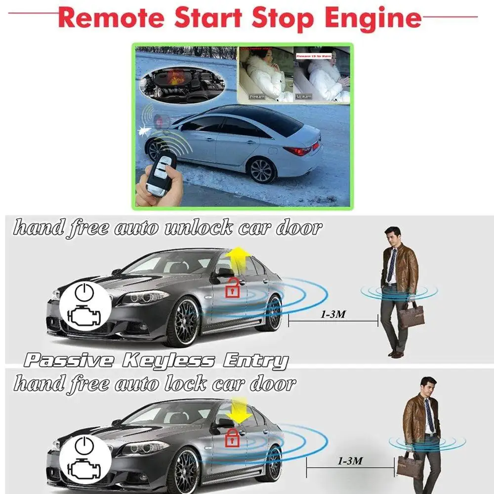 Smart Anti Theft Switch One Button Start Push Start Stop Remote Engine Start Passive Keyless Entry PKE Car Alarm