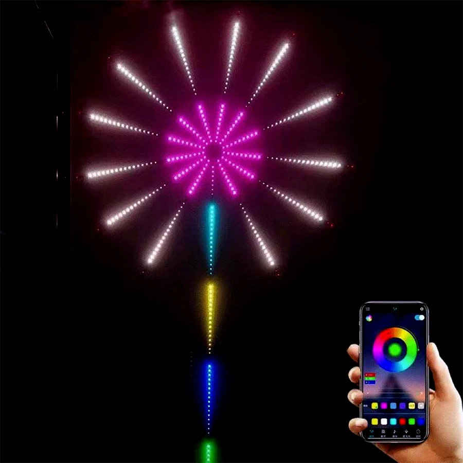 JEJA Firework LED Strip Lights Bedroom Music Sync Phone APP and Remote Control Firework LED Light for Christmas Party Bar KTV