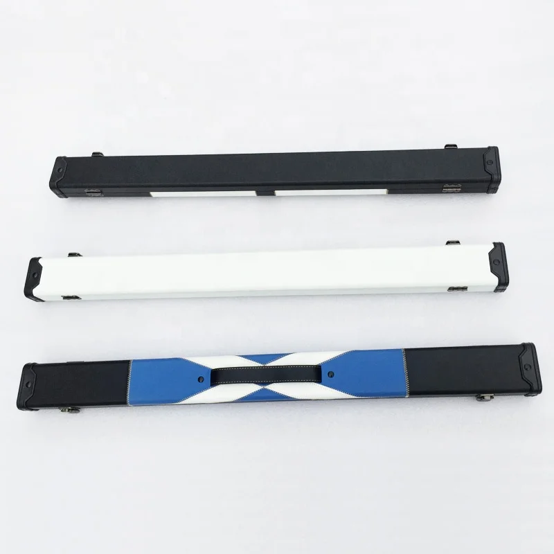 2 Compartment 86cm Slimline Leather Wooden Billiards Cue Case