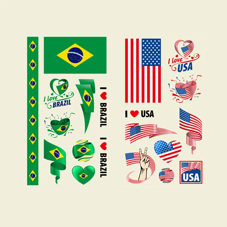 body face all country stickers american flag pride temporary yellow blue red white green world cup 2022 england tattoo sticker