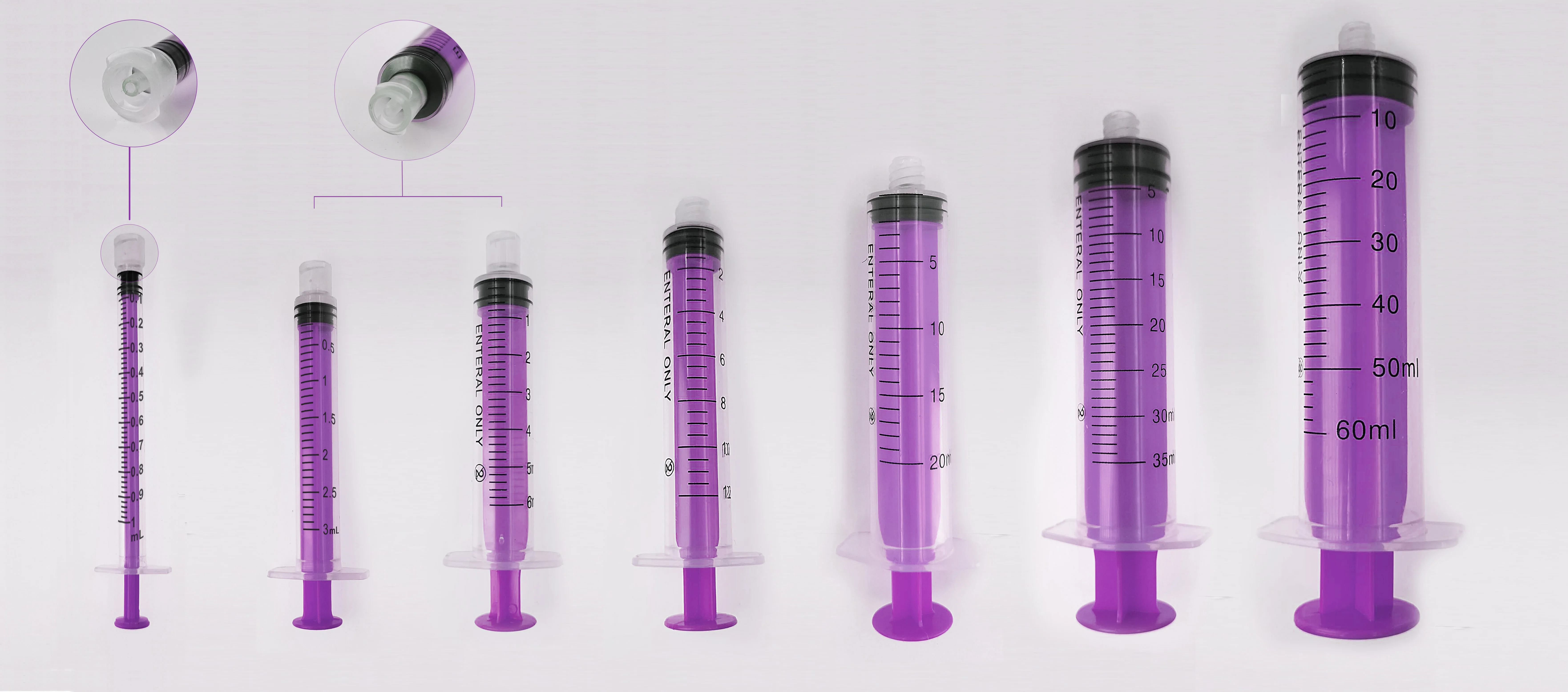 1ml 3ml 5ml 10ml 20ml 30ml 50ml 60ml  High Quality Plastic Feeding Syringe Colorful Enfit Syringes