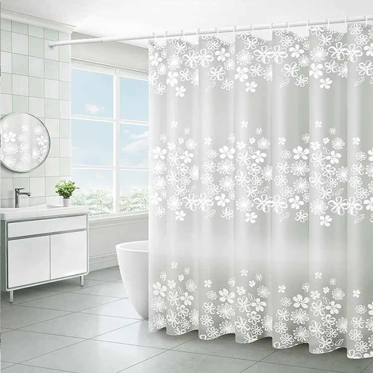 Shower Curtains Liner Transparent Matte Surface Fabric PVC Hook ,shower Curtain Strap Polyester Modern The Public Multi-color