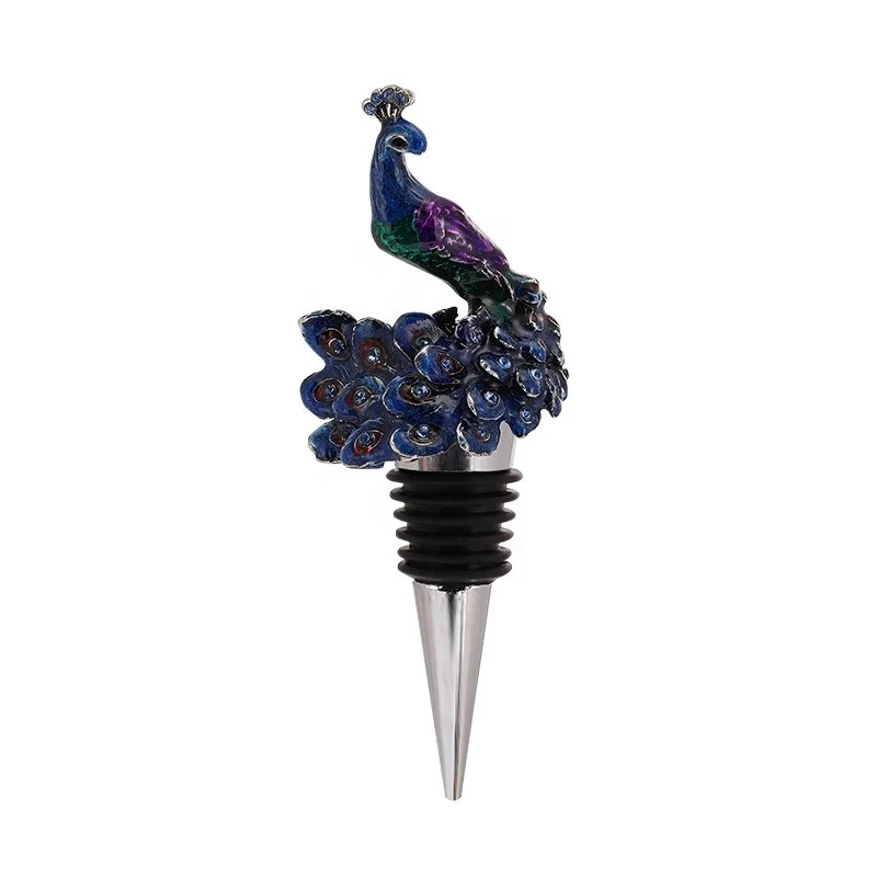 Enamel Colored Diamond Peacock Decorative Wine Bottle Stopper Reusable Vacuum Seal Home Bar Accessory Wine Corker