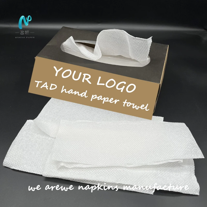 paper napkins manufactures ODM Wholesale Hot Sale Eco-friendly Absorbent TAD 1/2 Fold Hand Tissue v-fold paper napkins