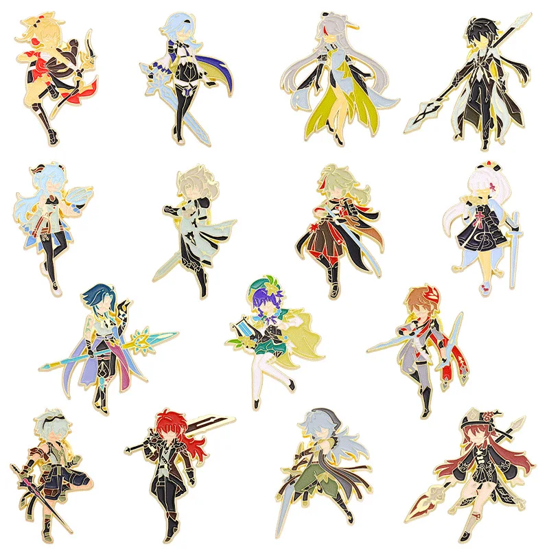 14designs Anime Pins Lumine Jean Gunnhildr Amber Kaeya Alberch Badge Character Portrait Brooches Genshin Impact Enamel Brooch