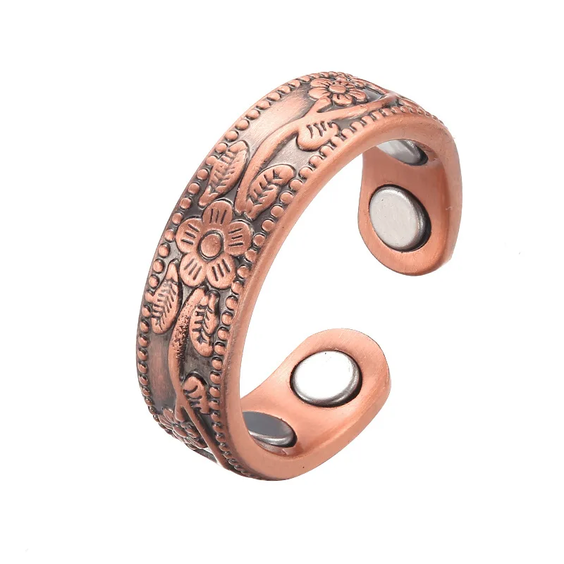 Beimai OEM luxury plum blossom engraved therapy couple magnetic ring