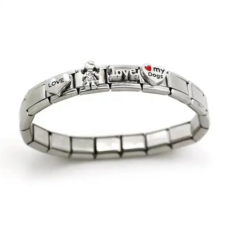MOYAMIYA fashion jewelry Stainless Steel Bracelet Titanium Steel Italian Charm bracelet jewelry making beads charms