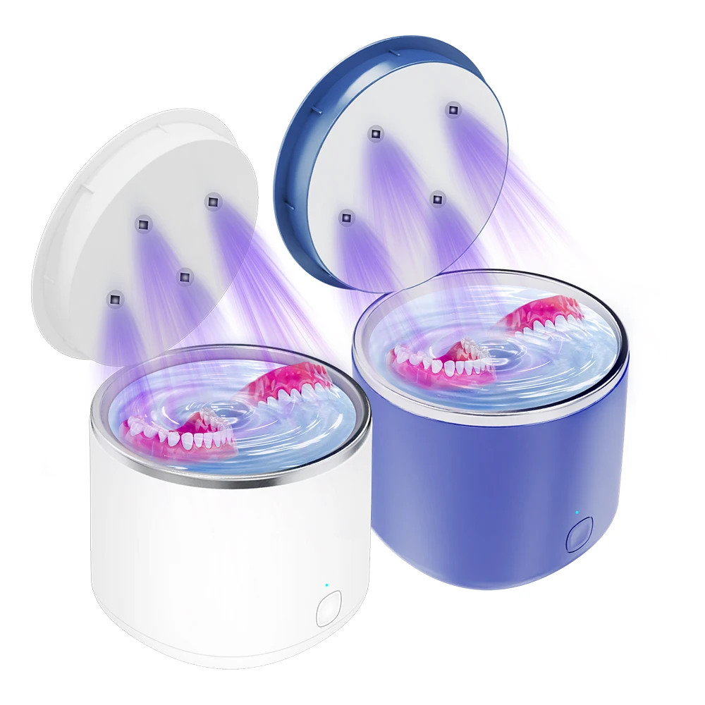 New Household Mini Small Portable Jewelry Cleaning Machine Dental False Teeth Aligner Retainer Denture Ultrasonic UV Cleaner
