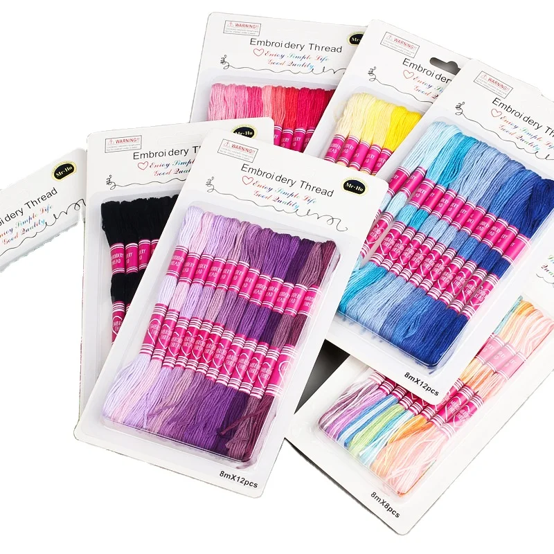 Hand-Made 8m/DIY Two-Color Embroidery Thread Cross-Stitch Polyester with Color-Changing Accessories Combination Tool Included