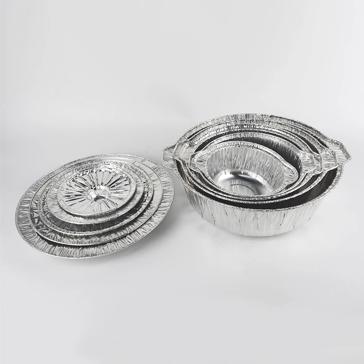 1000ml 212mm Disposable Aluminium Foil Food Containers Round Pot for Packing with Lid