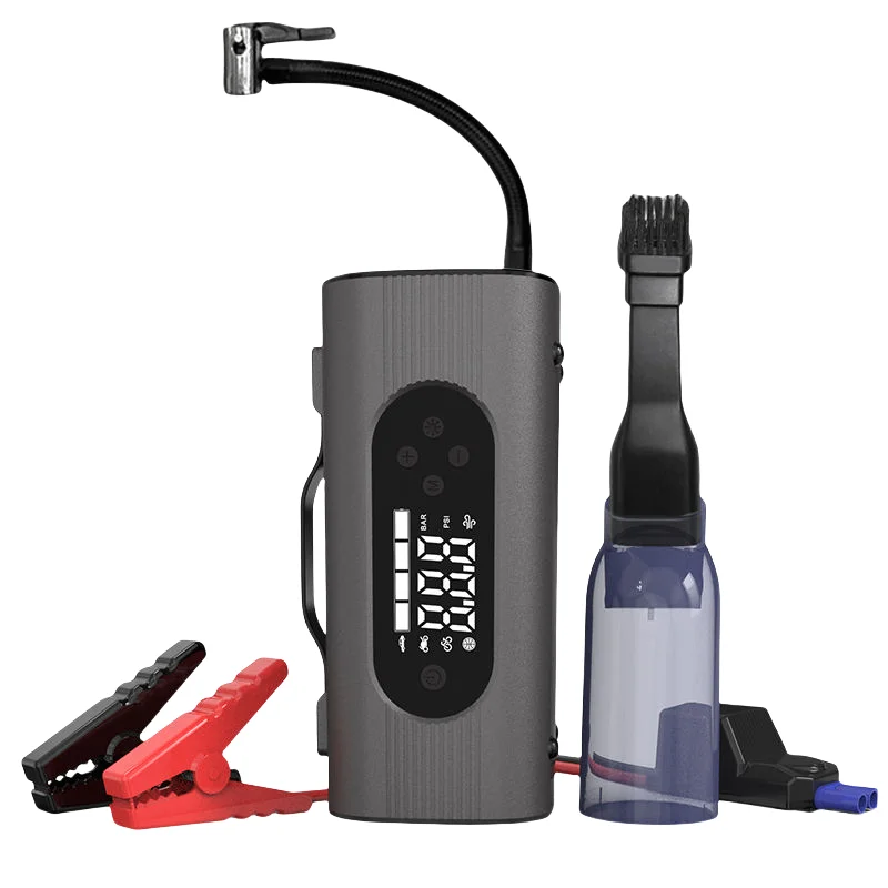 New Upgrade 8 in 1 12000mAh Car Jump Starter Air Pump 12V Air Compressor With Vacuum Cleaner QC3.0 Quick Charge