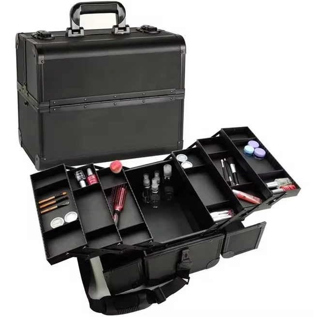 Traveling Make Up Pu Leather Brush Big Suitcase Travel Vanity Professional Cosmetic Organizer Storage Box Eyeshadow Makeup Case