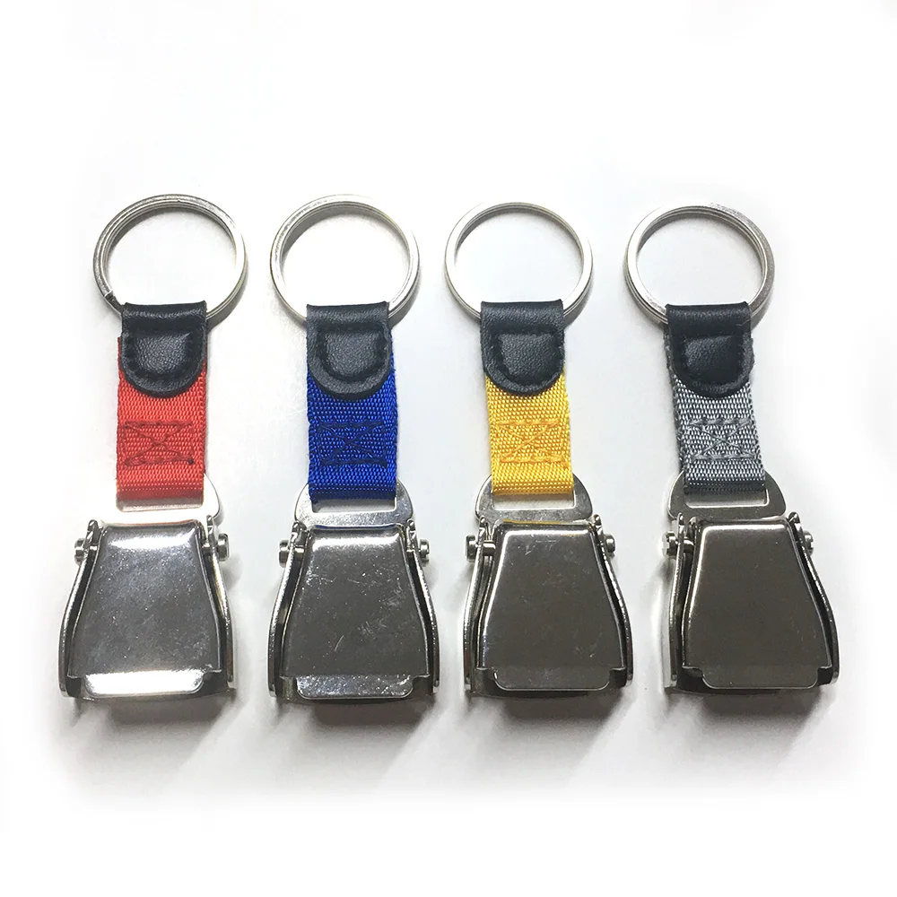 Hot Selling Promotion Custom High Quality Airplane Seat Belt Buckle Metal Keychain Keyring black