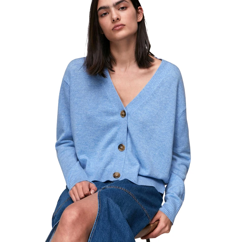 Luxury cardigan mongolian goat pure cashmere girls cardigan en cashmere manufacturer