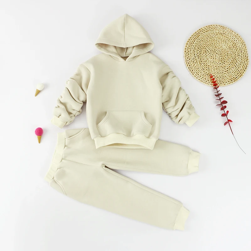 Custom Embroidery Boys Clothing Set Two Piece Sweatsuit Spring Hoodie Jogger Sets Fleece Cotton Kids Tracksuit