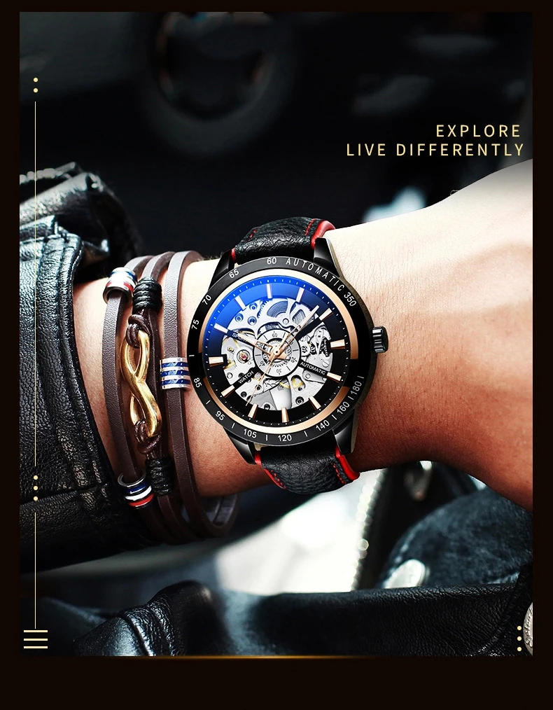 
Custom OEM Luxury Brand Mens Mechanical Watches Automatic Relogio Masculino 