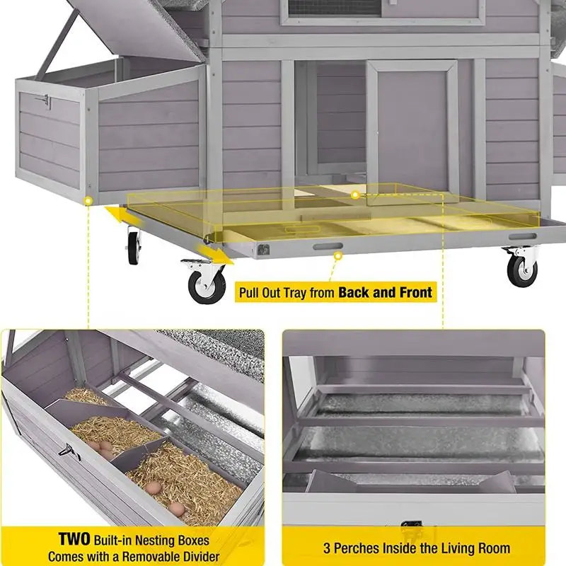 Supplier Chicken Coop Outdoor Chicken Poultry Cage Large Wooden Hen Waterproof House with Large Nesting Box Dog House