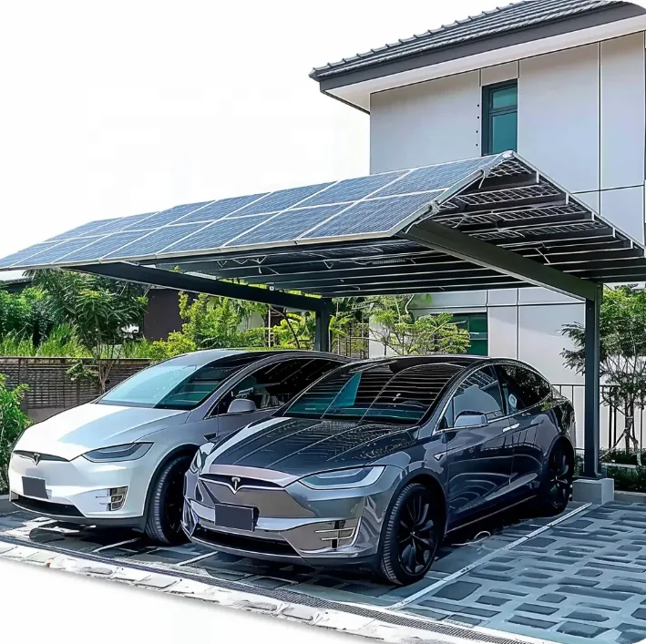 300W 400W 450W 540W Solar Panel Car Parking Carport System with Mounting Rail Structure
