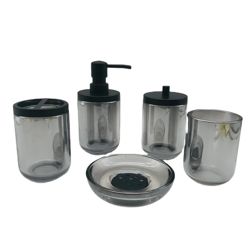 Набор стеклянных аксессуаров для ванны в современном стиле, 5 шт., никелевая пластина, Лидер продаж, аксессуары для ванны, набор аксессуаров для ванной комнаты
