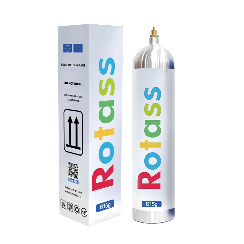 Rotass 1L Aluminum Silver 580g 615g cream charger tank wholesale whipped cream chargers with food grade gas