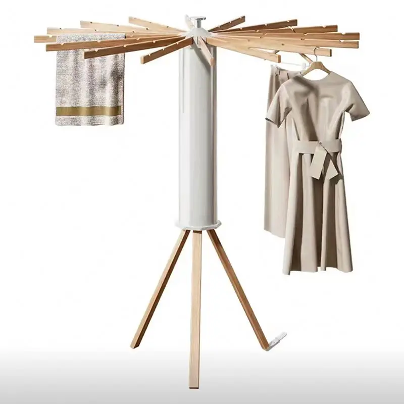 Cheap Price Octopus Solid Wood Cloth Dryer Stand Collapsible Laundry Hanging Rack, Portable Foldable Tripod Clothes Drying Rack