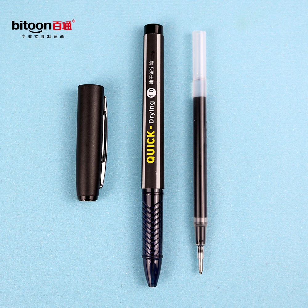 Large Capacity 1.0mm Gel Pen Minimalistic Black Design Smooth Hand Writing Quick-Drying Ergonomic Replaceable Refill