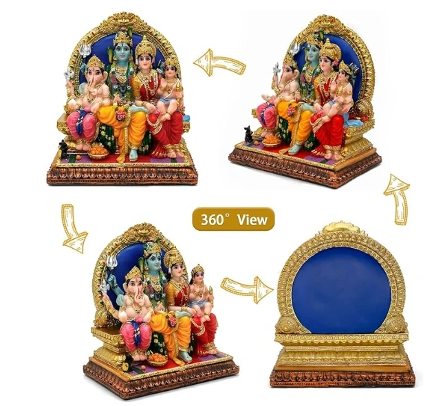 Resin Hindu god Shiva family statue Religious statue. Home decoration