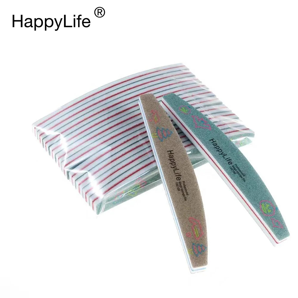 HappyLife профессиональная губка с напечатанным логотипом на заказ, инструменты для дизайна ногтей, светящийся буфер, пилка для ногтей