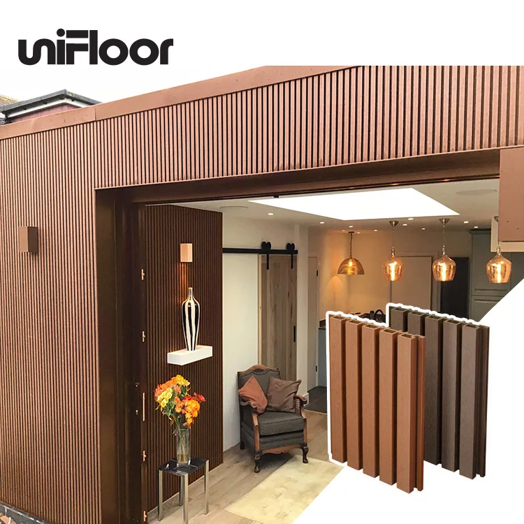 Wholesale Custom Outdoor WPC Cladding Wall Panel  Wood Composite Exterior Vertical Slatted  WPC Composite Wall Cladding