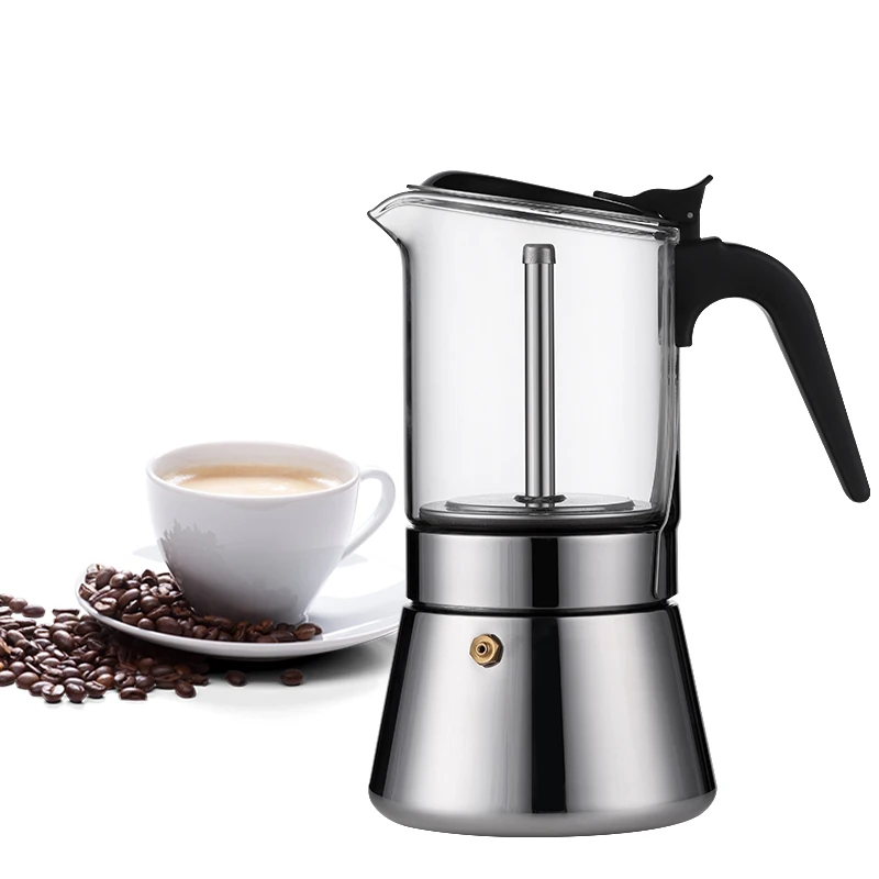 Оптовая продажа бестселлер кухонная плита столешница Moka стеклянный чайник 403 из нержавеющей стали кофеварка для эспрессо Кофеварка