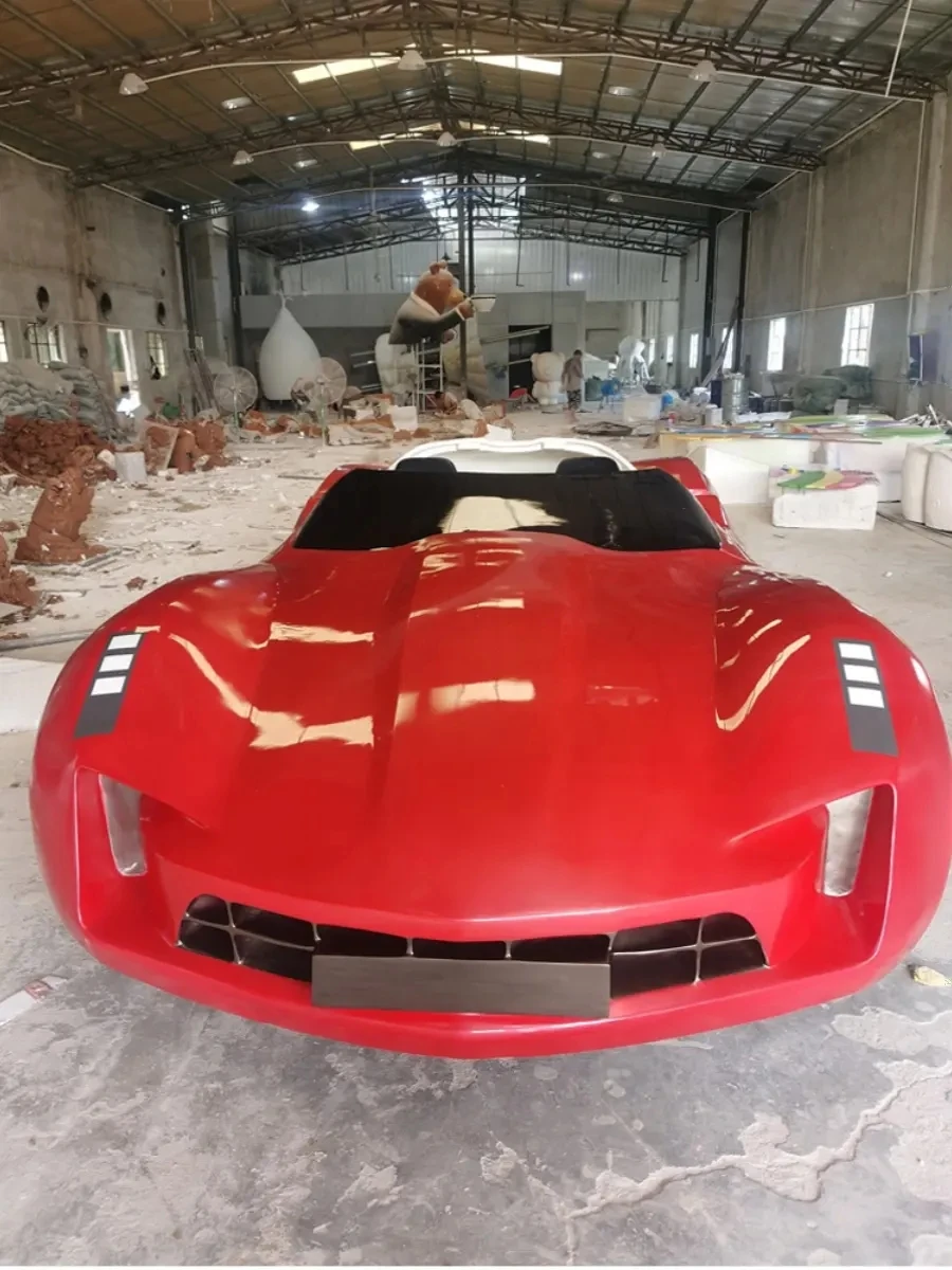 Customized Amusement Park Sports Car Sculpture Decoration Fiberglass Simulation Car Sculpture Large Resin Sculpture