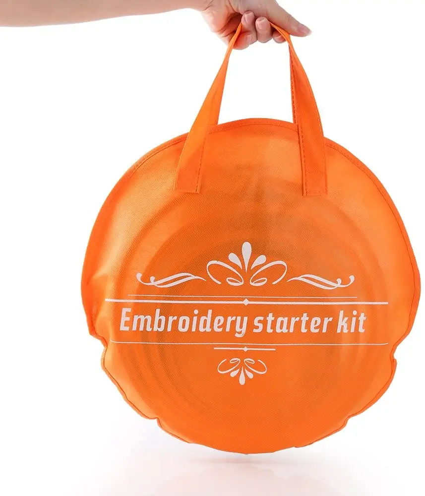 Looen Wholesale 215 PCS DIY Embroidery Starter Kit Bamboo Embroidery Hoops Cross Stitch Tool Kits for Beginners