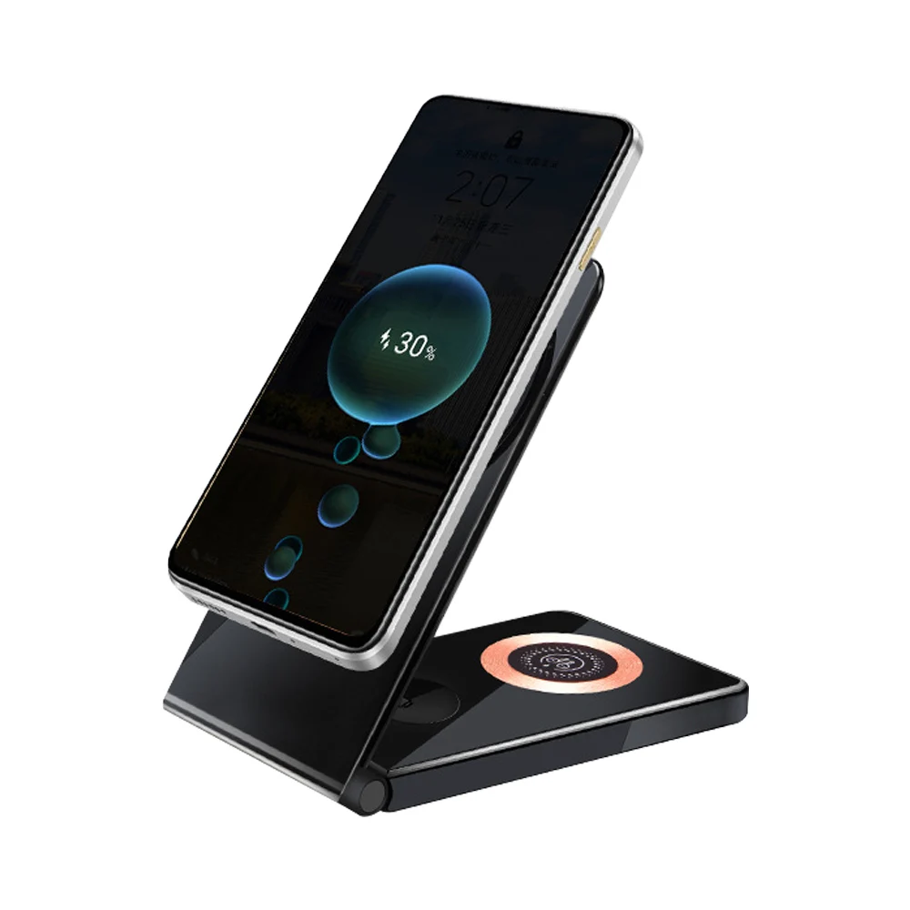 15W Foldable Fast Charging Station Stand 3 In 1 Magnetic Mobile Phone Wireless Charger Pad