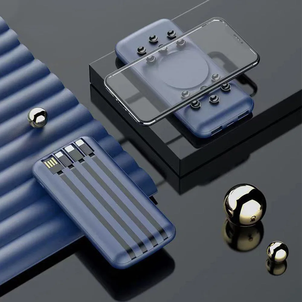 universal builded-in cable wireless power bank quick charger fast charging magnetic wireless power bank with 18w