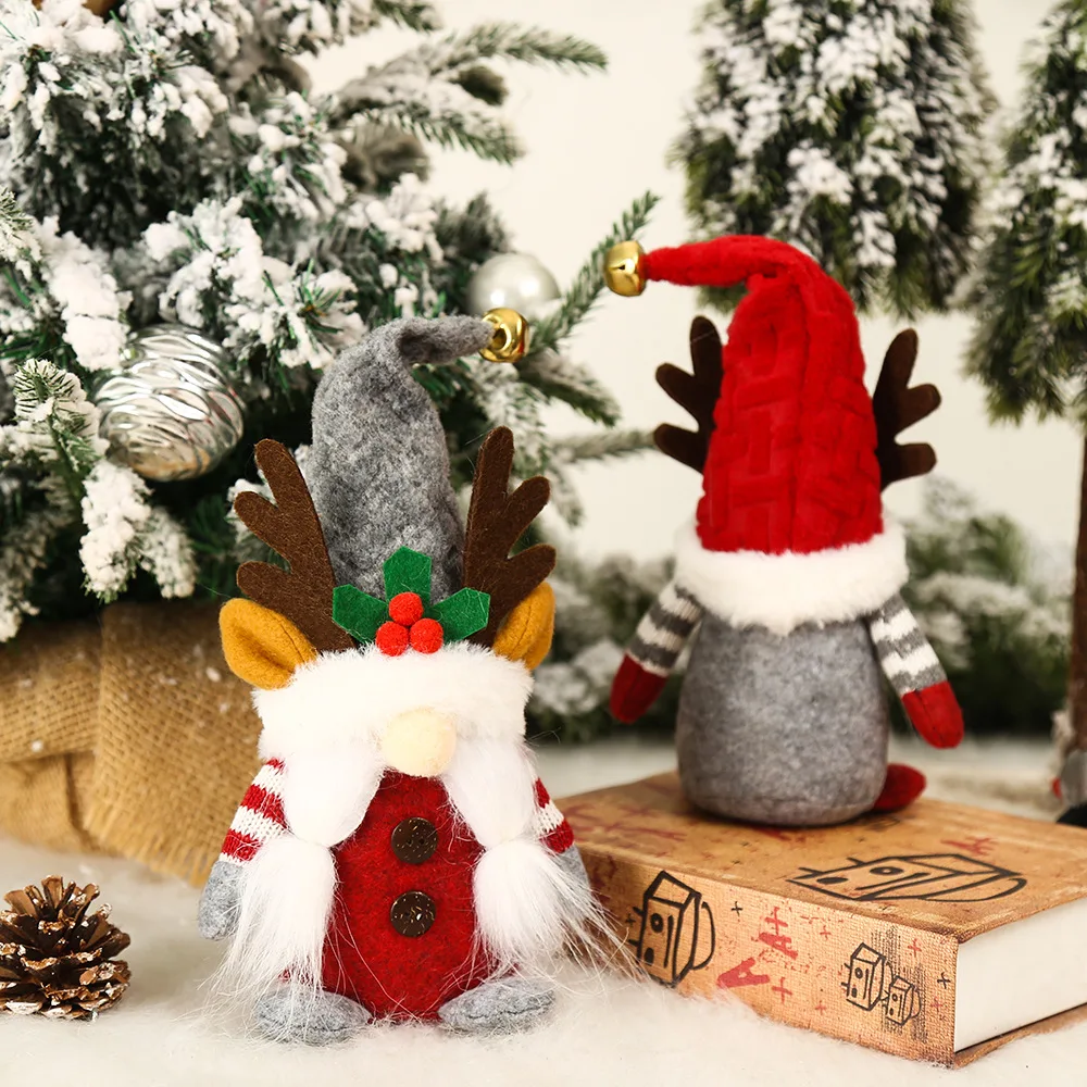 Hot Christmas Ornament Long Bearded Gnome with Lights Rudolph Doll LED Glowing Christmas Gnome Sweden Tomte Santa Elf Doll