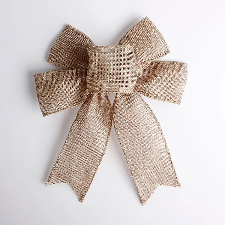 MSD Factory Wholesale Wired Jute Burlap Ribbon Bow Holiday Bow Christmas Bow For Decoration