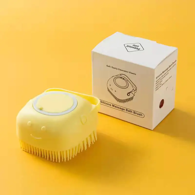 HZM Wholesale Amazon Silicone Baby Bath Brush Body Grooming Massage Brush with Shampoo Bottle Design