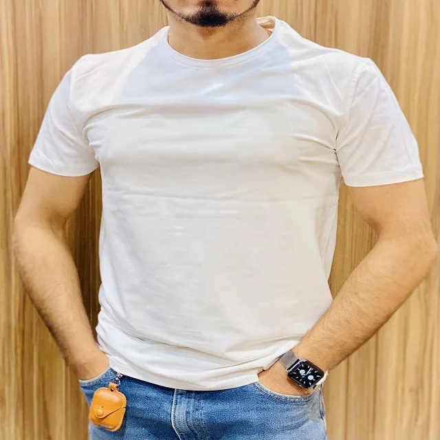 
COTTON 4 WAY STRACH SPADENX LYCRA Fabric PLAIN(SOLID) T-SHIRT FOR UNISEX IN GOLD WASH FABRIC 