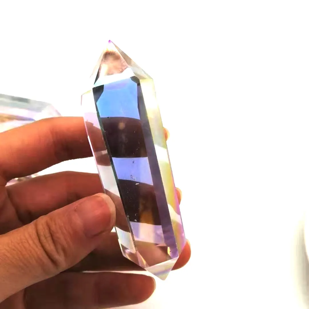 
Polished healing tower double angel aura quartz crystal point for wedding souvenir 